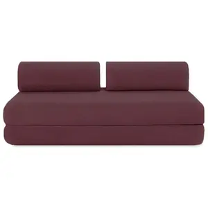 AUTRES Canapé droit convertible 3 places - tissu lisse - rouge KIM3GEM59 pas cher