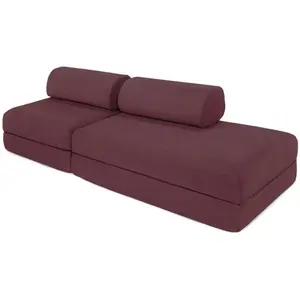AUTRES Canapé droit convertible 3 places - tissu lisse - rouge KIM21GEM59 pas cher