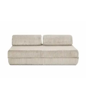 AUTRES Canapé convertible et modulable 3 places en velours beige pas cher