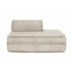 AUTRES Canapé convertible et modulable 2 places en velours beige pas cher