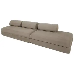AUTRES Canapé droit convertible 5 places - tissu lisse - taupe KIM32GEM11 pas cher