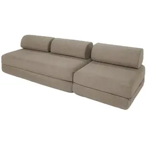 AUTRES Canapé droit convertible 4 places - tissu lisse - taupe KIM31GEM11 pas cher