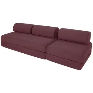 AUTRES Canapé droit convertible 4 places - tissu lisse - rouge KIM31GEM59 pas cher