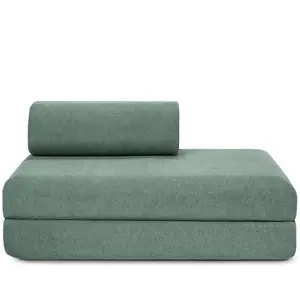 AUTRES Canapé convertible et modulable 2 places en tissu bleu vert pas cher