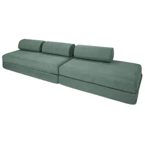 AUTRES Canapé droit convertible 5 places - tissu lisse - vert KIM32GEM72 pas cher