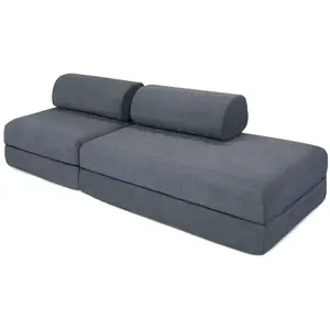 AUTRES Canapé droit convertible 3 places - tissu lisse - bleu KIM21GEM77 pas cher