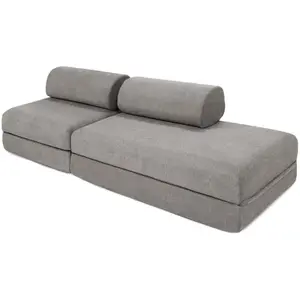 AUTRES Canapé droit convertible 3 places - tissu lisse - gris KIM21GEM85 pas cher
