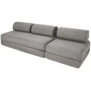 AUTRES Canapé droit convertible 4 places - tissu lisse - gris KIM31GEM85 pas cher