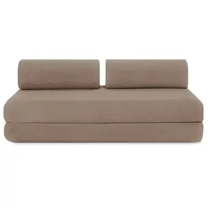 AUTRES Canapé droit convertible 3 places - tissu lisse - marron KIM3GEM13 pas cher