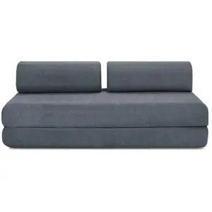 AUTRES Canapé droit convertible 3 places - tissu lisse - bleu KIM3GEM77 pas cher