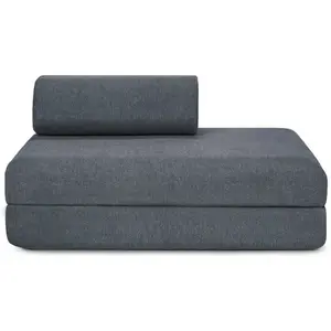 AUTRES Canapé droit convertible et modulable 2 places - tissu lisse - bleu KIM2GEM77 pas cher
