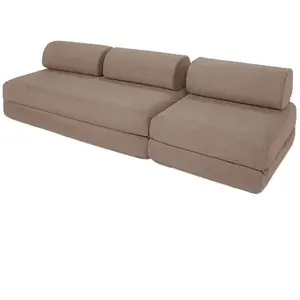 AUTRES Canapé droit convertible 4 places - tissu lisse - marron KIM31GEM13 pas cher