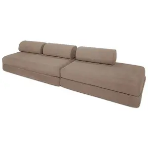 AUTRES Canapé droit convertible 5 places - tissu lisse - marron KIM32GEM13 pas cher