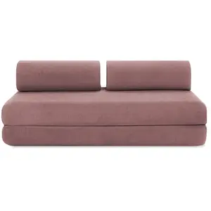 AUTRES Canapé droit convertible 3 places - tissu lisse - terracotta KIM3GEM63 pas cher