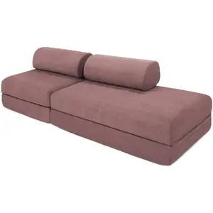 AUTRES Canapé convertible et modulable 3 places en tissu terracotta pas cher