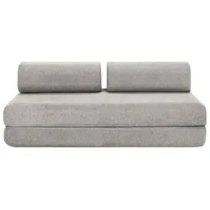 AUTRES Canapé droit convertible 3 places - tissu lisse - gris clair KIM3GEM86 pas cher