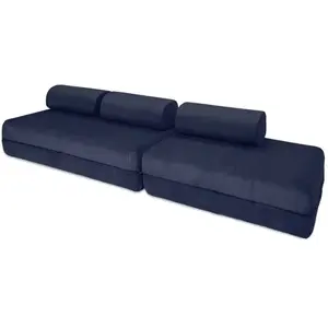 AUTRES Canapé droit convertible 5 places - velours côtelé - bleu KIM32LIN77 pas cher