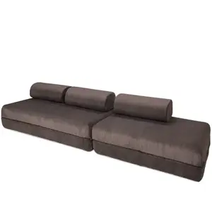 AUTRES Canapé droit convertible 5 places - velours côtelé - marron KIM32LIN29 pas cher