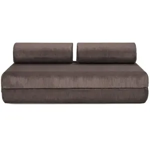 AUTRES Canapé droit convertible 3 places - velours côtelé - marron KIM3LIN29 pas cher