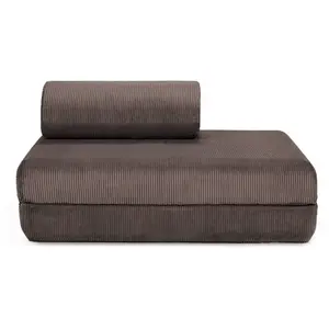 AUTRES Canapé convertible et modulable 2 places en velours marron pas cher