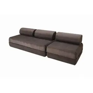 AUTRES Canapé droit convertible 4 places - velours côtelé - marron KIM31LIN29 pas cher
