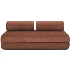 AUTRES Canapé convertible et modulable 3 places en velours terracotta pas cher
