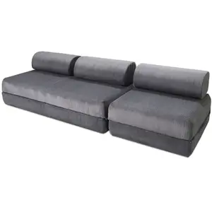 AUTRES Canapé droit convertible 4 places - velours côtelé - gris KIM31LIN85 pas cher