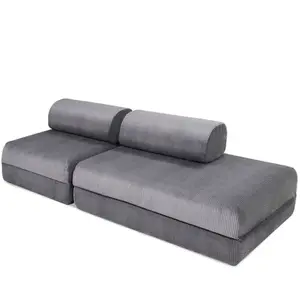 AUTRES Canapé droit convertible 3 places - velours côtelé - gris KIM21LIN85 pas cher