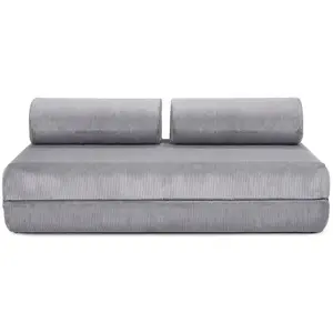 AUTRES Canapé droit convertible 3 places - velours côtelé - gris clair KIM3LIN86 pas cher