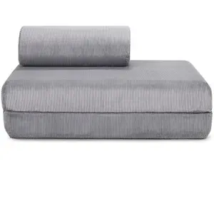 AUTRES Canapé droit convertible et modulable 2 places - velours côtelé - gris clair KIM2LIN86 pas cher