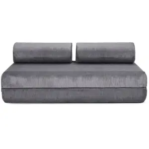 AUTRES Canapé droit convertible 3 places - velours côtelé - gris KIM3LIN85 pas cher