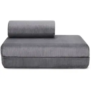 AUTRES Canapé convertible et modulable 2 places en velours gris pas cher