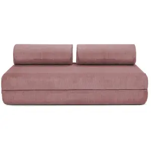 AUTRES Canapé droit convertible 3 places - velours côtelé - rose KIM3LIN62 pas cher