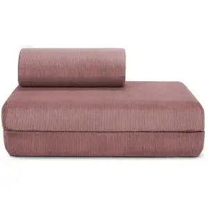 AUTRES Canapé convertible et modulable 2 places en velours rose pas cher