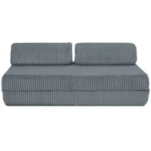 AUTRES Canapé droit convertible 3 places - velours côtelé xl - gris KIM3TIL85 pas cher