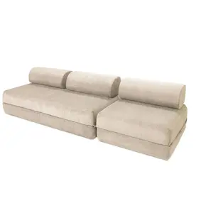AUTRES Canapé droit convertible 4 places - velours côtelé - beige KIM31LIN03 pas cher