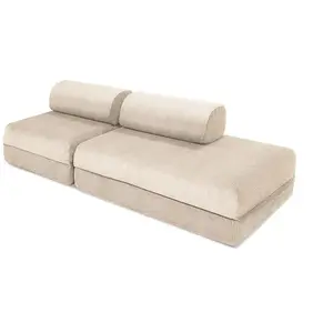 AUTRES Canapé droit convertible 3 places - velours côtelé - beige KIM21LIN03 pas cher