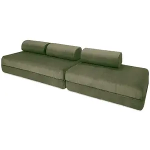 AUTRES Canapé droit convertible 5 places - velours côtelé - vert KIM32LIN37 pas cher