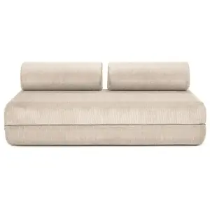 AUTRES Canapé droit convertible 3 places - velours côtelé - beige KIM3LIN03 pas cher