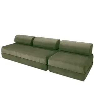AUTRES Canapé droit convertible 4 places - velours côtelé - vert KIM31LIN37 pas cher