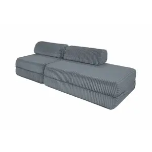 AUTRES Canapé droit convertible 3 places - Velours côtelé XL - Gris pas cher