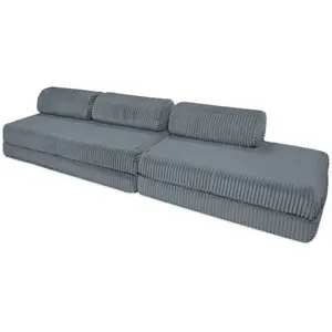 AUTRES Canapé droit convertible 5 places - velours côtelé xl - gris KI... pas cher