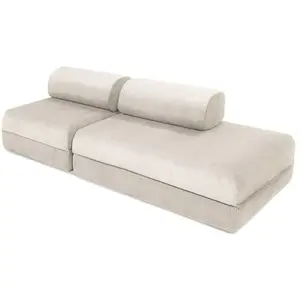 AUTRES Canapé droit convertible 3 places - velours côtelé - blanc KIM21LIN01 pas cher
