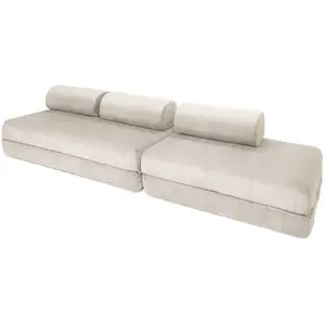 AUTRES Canapé droit convertible 5 places - velours côtelé - blanc KIM32LIN01 pas cher