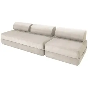 AUTRES Canapé droit convertible 4 places - velours côtelé - blanc KIM31LIN01 pas cher