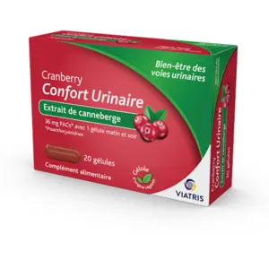Viatris Santé Cranberry Confort Urinaire 20 gélules pas cher