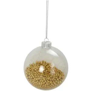 1001kdo - 1 boule transparente avec bille or noel pas cher