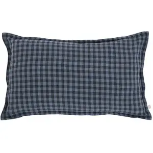 Gabrielle Paris - Housse de coussin Taormina en lin lavé Vichy Marine ...Vendu parsmallable