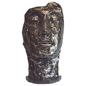 Jardinex - Statue visage métal mosaïque 108 cm - Gris anthracite