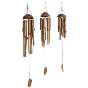 JARDINEX Carillon à vent bambou - Marron 50 cm pas cher